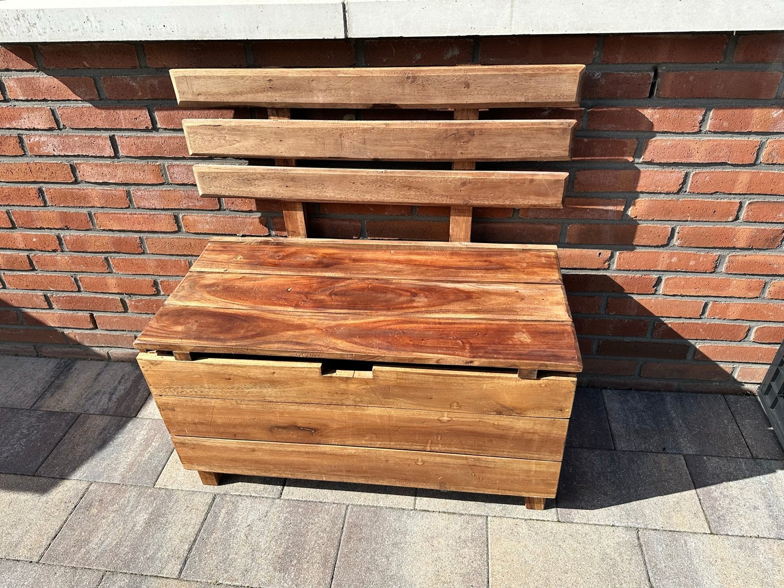 Houten bank met opbergruimte, Ophalen, Gebruikt, Hout