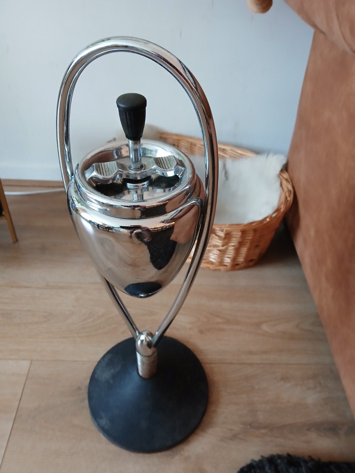 Vintage Staande Asbak Chroom - Jaren '70 Design, Ophalen of Verzenden, Gebruikt, Asbak