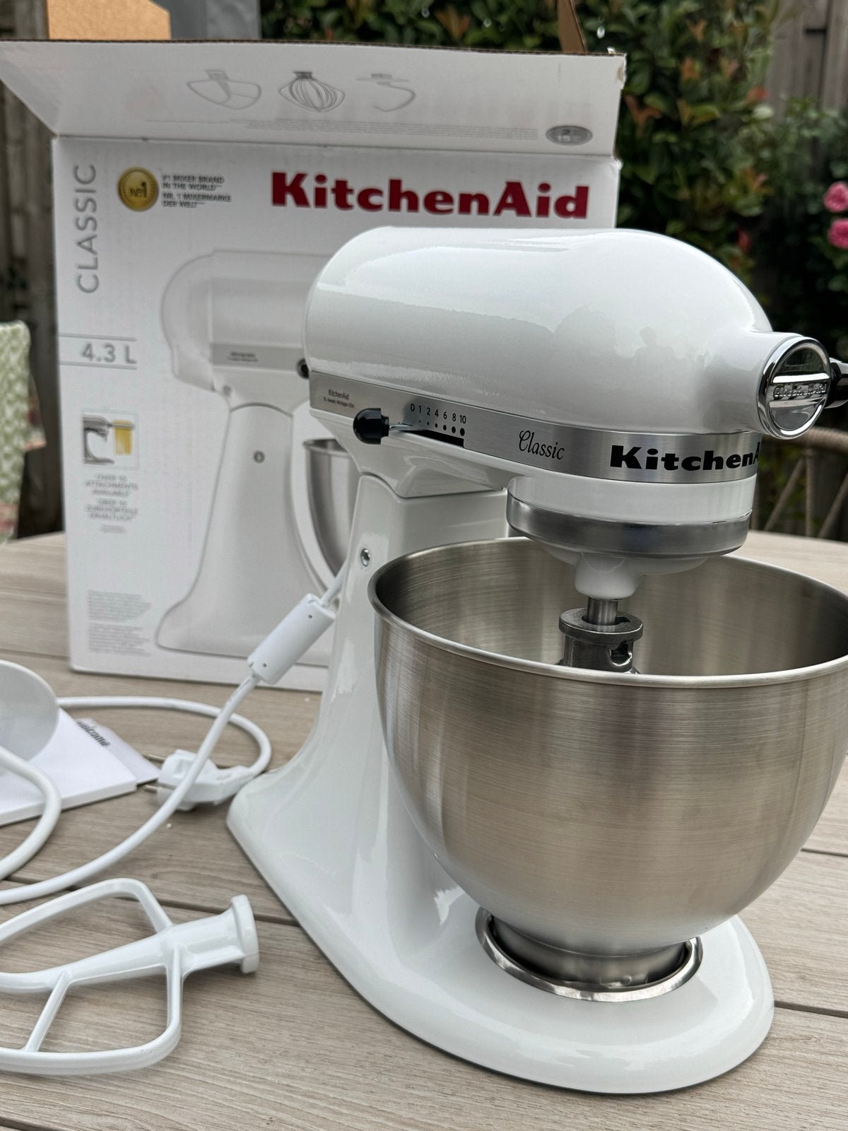 KitchenAid Classic Mixer Wit 4,3L - nieuw, 4 liter of meer, Ophalen of Verzenden, Nieuw, 3 snelheden of meer