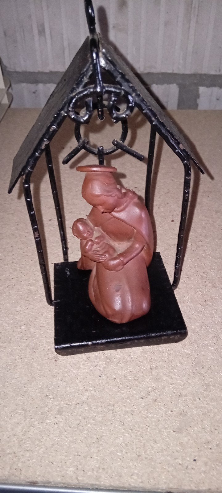 Leuk vintage terracotta beeldje Maria en kind, Antiek en Kunst, Ophalen of Verzenden