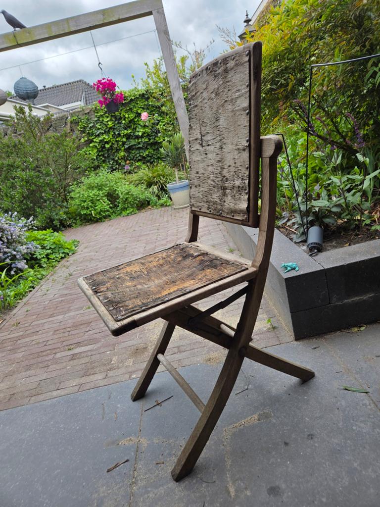 Oude houten klapstoel - Opknapper, Ophalen of Verzenden