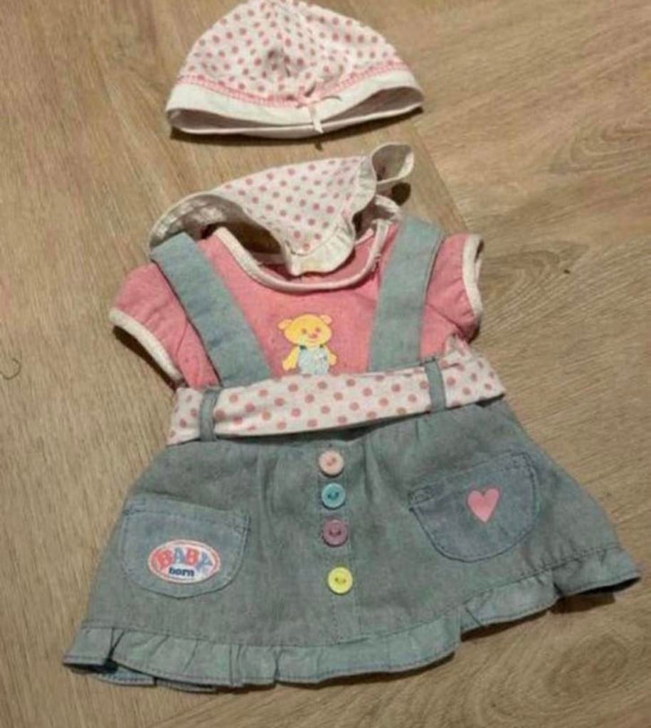 Baby Born Kledingset: Jurkje met mutsje voor 43cm pop, Ophalen of Verzenden, Gebruikt, Babypop