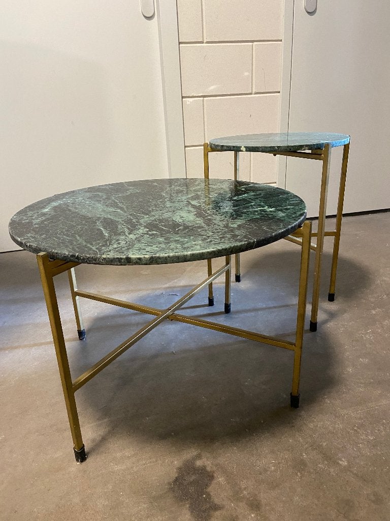 2 bijzet tafeltjes, Ophalen, Minder dan 55 cm, Gebruikt, Rond