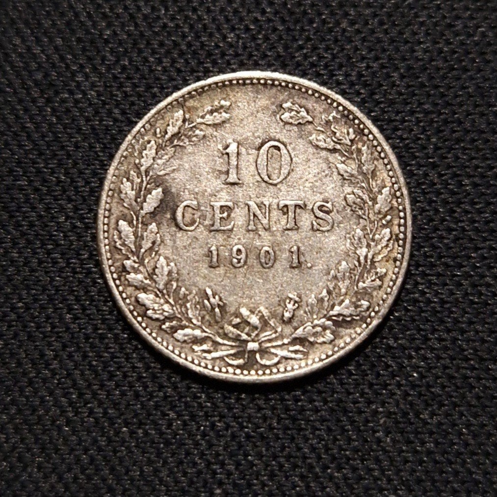 10 cent 1901, Postzegels en Munten, Verzenden, Zilver, 10 cent, Koningin Wilhelmina