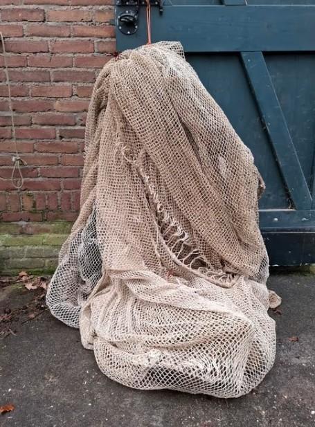 Oud Vintage Visnet Vissersnet Tunnel Creme, Ophalen of Verzenden, N, T, V