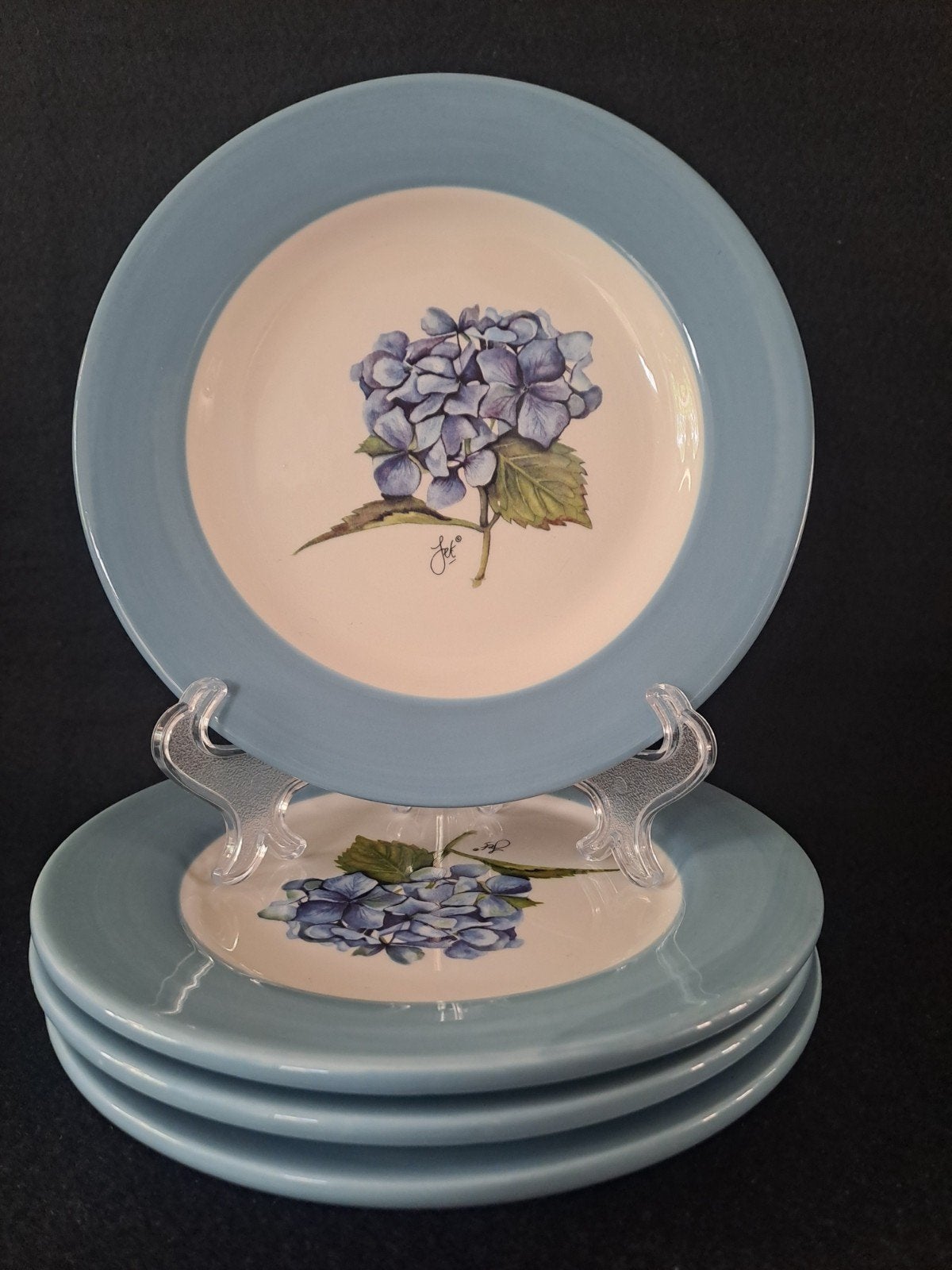 4 Gebaksbordjes Hortensia, Jet by Ter Steege, Ophalen of Verzenden, Zo goed als nieuw, Bord(en), Overige stijlen