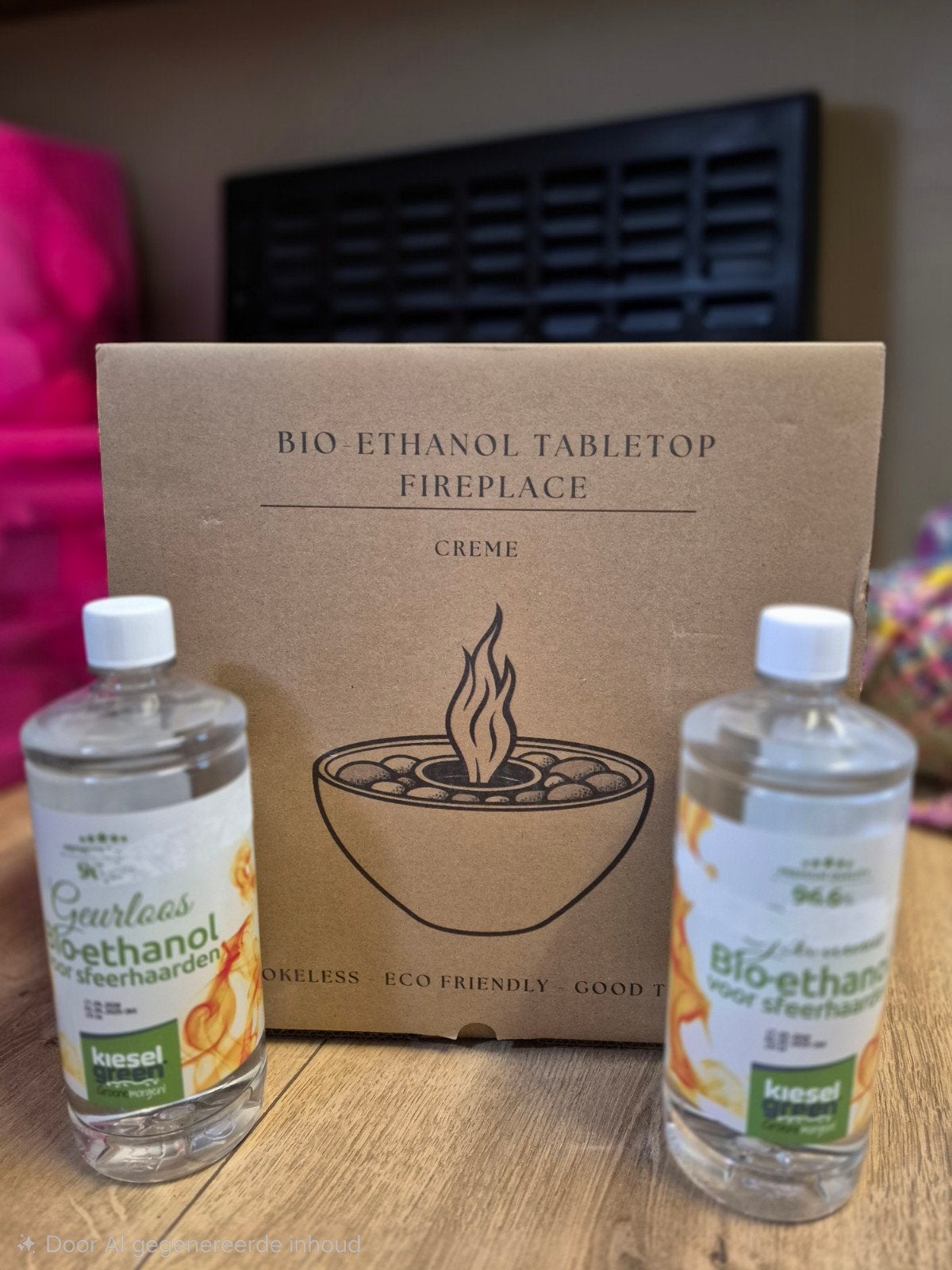 Tafelhaard bio ethanol crème + 2 flessen bio ethanol, Ophalen of Verzenden, Nieuw, Vrijstaande haard, Overige soorten