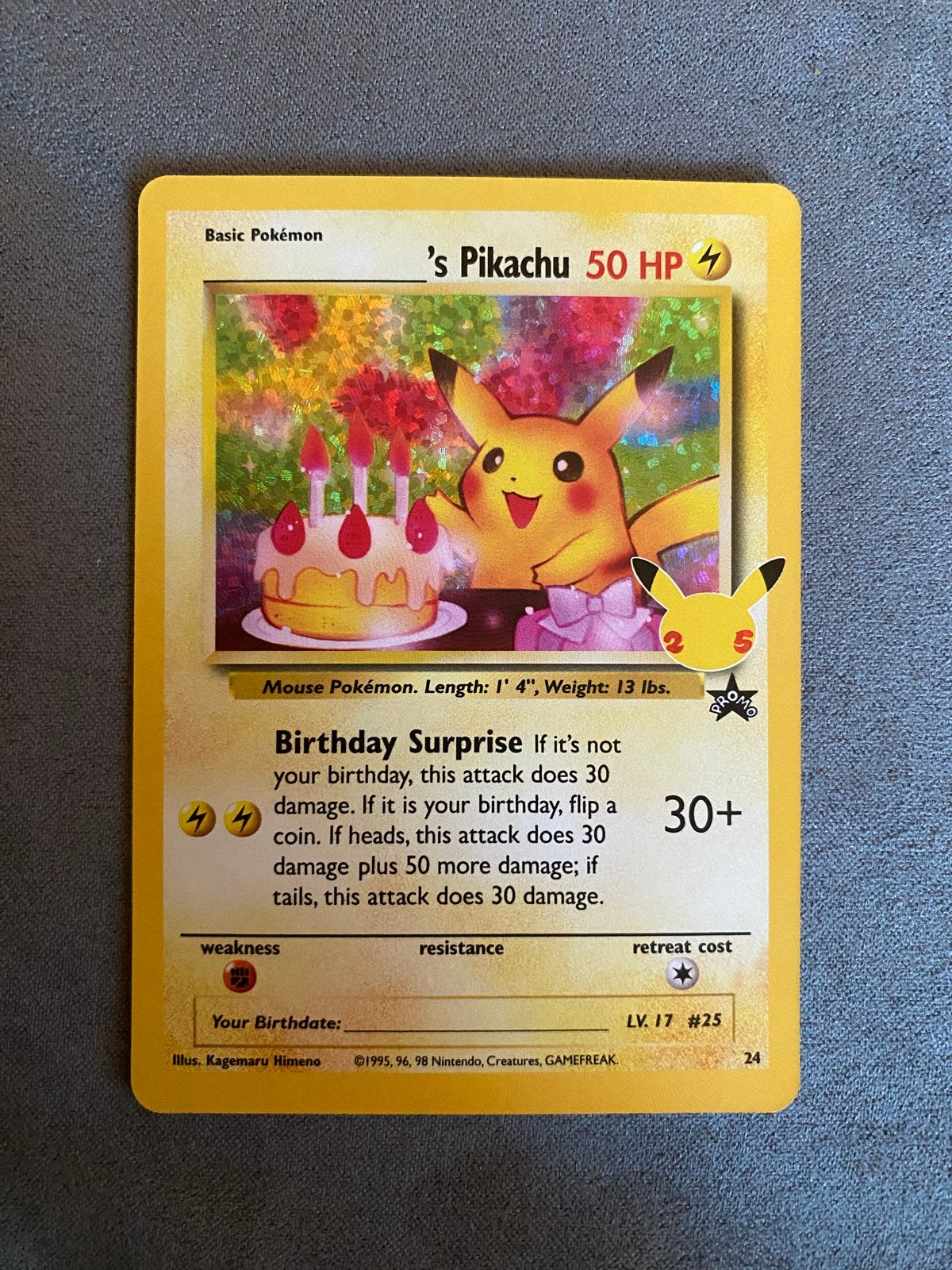 S’Pikachu Celebrations 25th Promo, Ophalen of Verzenden, Zo goed als nieuw, Losse kaart