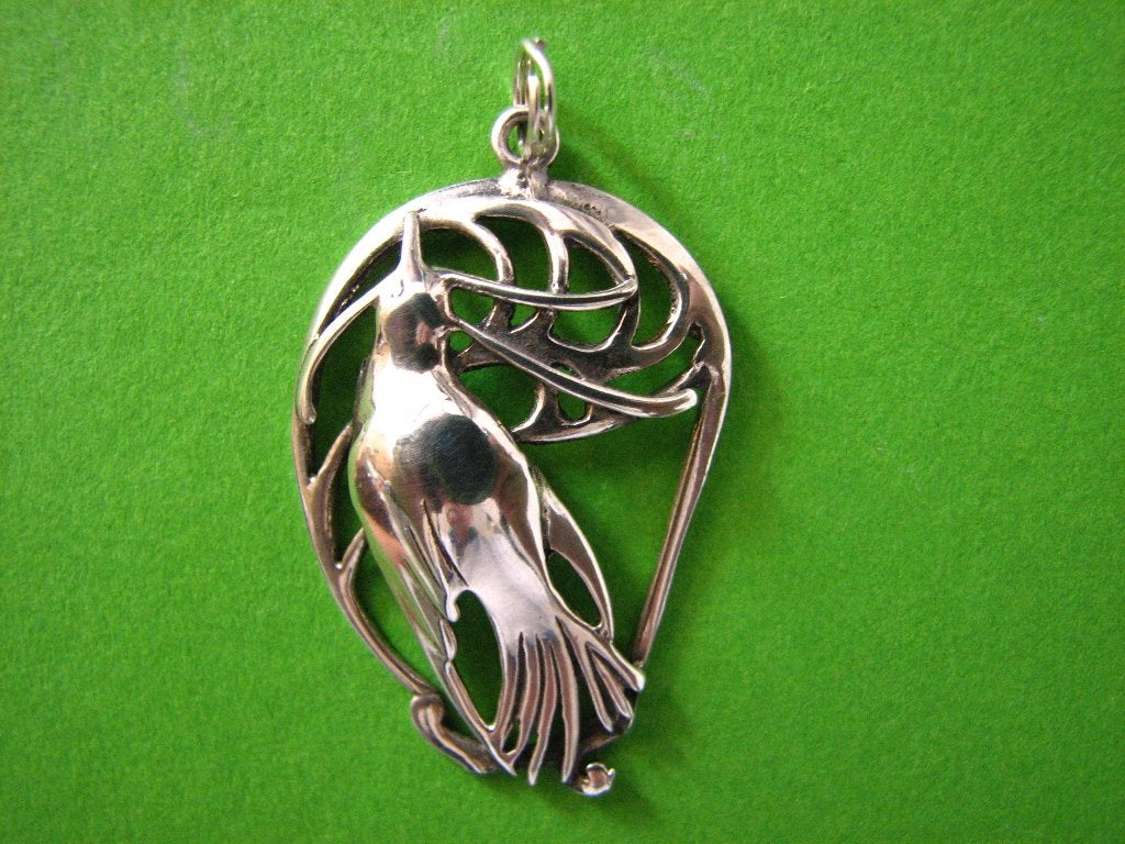 Mooie Zilveren Jugendstill Hanger -Vogel, Verzenden, Zilver, Hanger