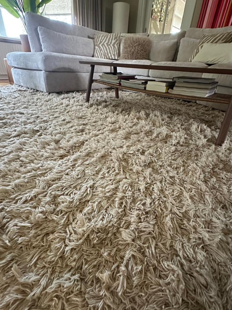 Groot shaggy wollen vloerkleed Benuta | 300x400 | beige, Ophalen, Beige, Zo goed als nieuw, 200 cm of meer