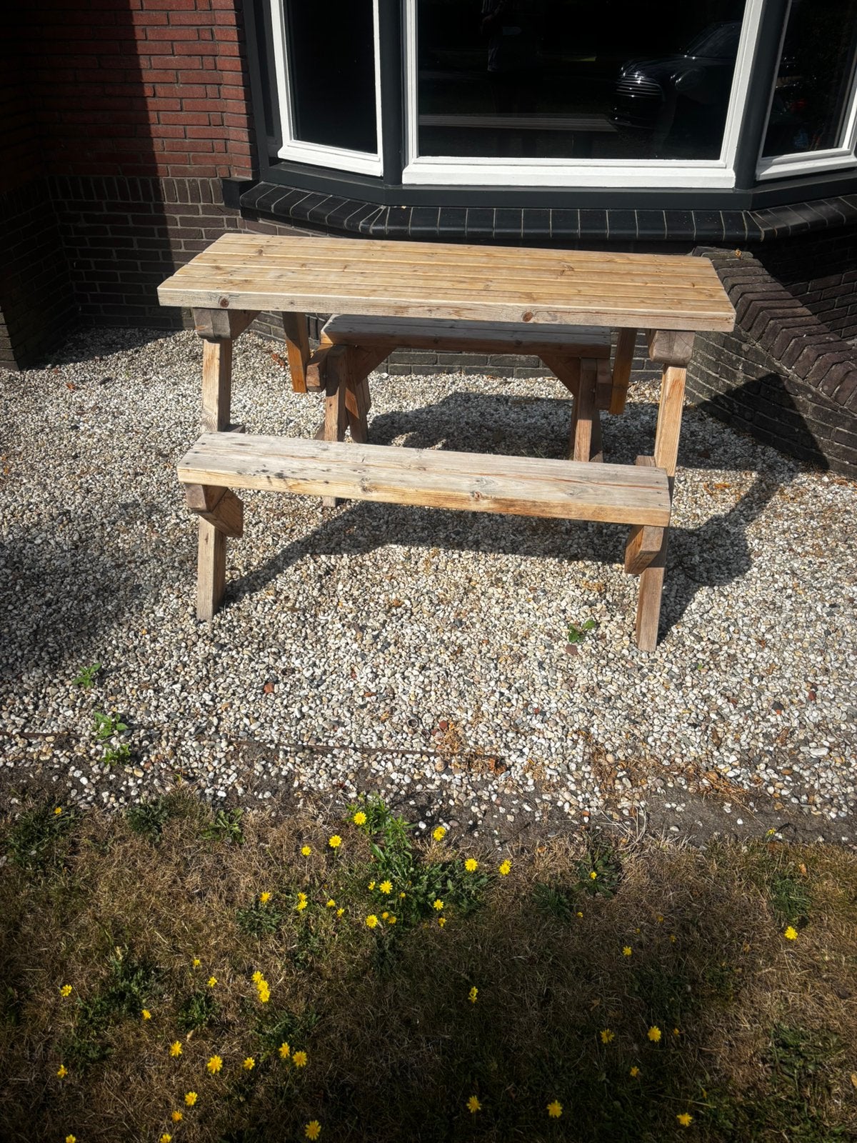 Picknick tafel, Tuin en Terras, Ophalen, Zo goed als nieuw, Rechthoekig, Hout