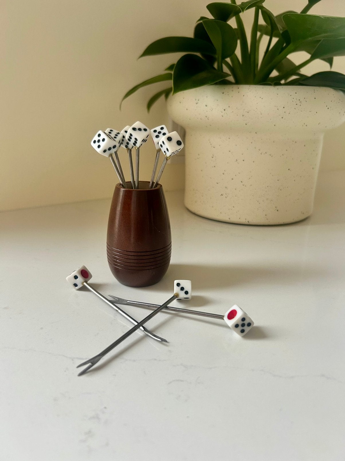 Vintage cocktailprikkers dobbelsteen | seventies | Chic, Huis en Inrichting, Vintage, Overige materialen, Ophalen of Verzenden