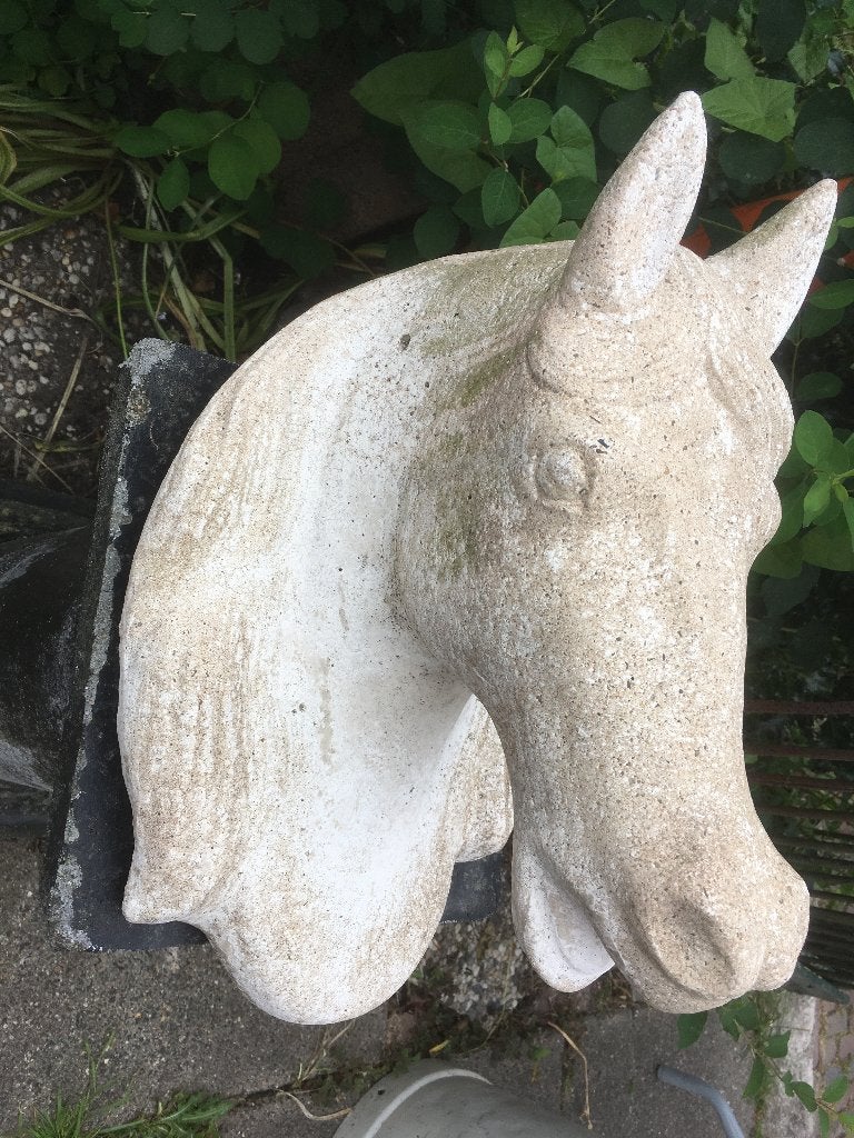 paardenhoofd beton beeld, Tuin en Terras, Tuinbeelden, Ophalen, Gebruikt, Beton, Dierenbeeld