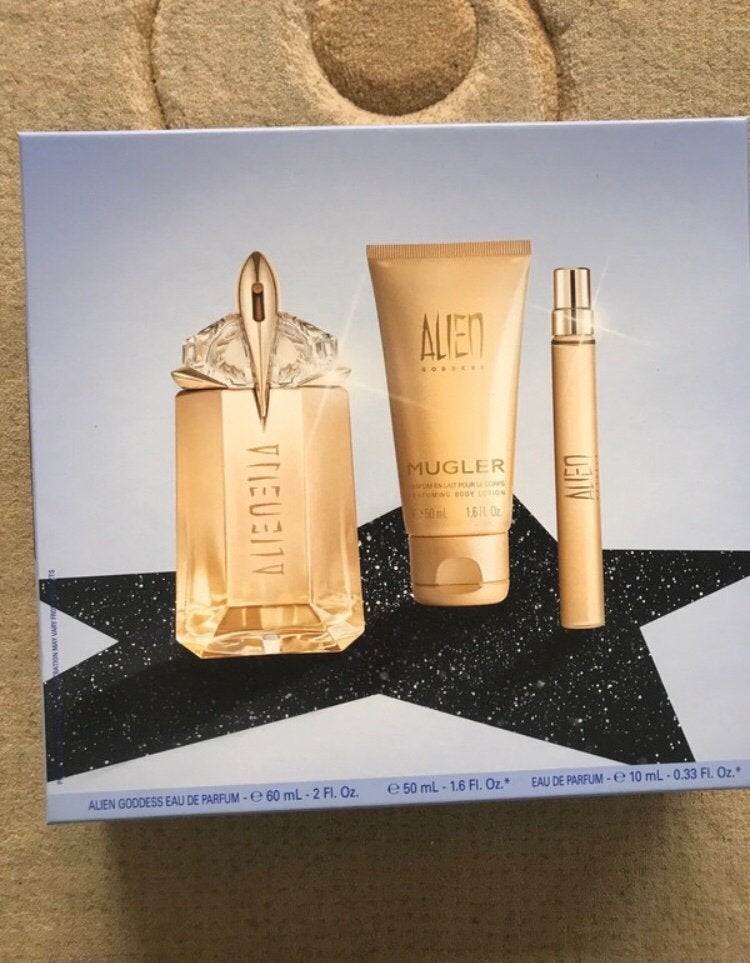 Mugler alien goddess 60ml edp, 10ml edp en lotion set nieuw, Ophalen of Verzenden, Nieuw
