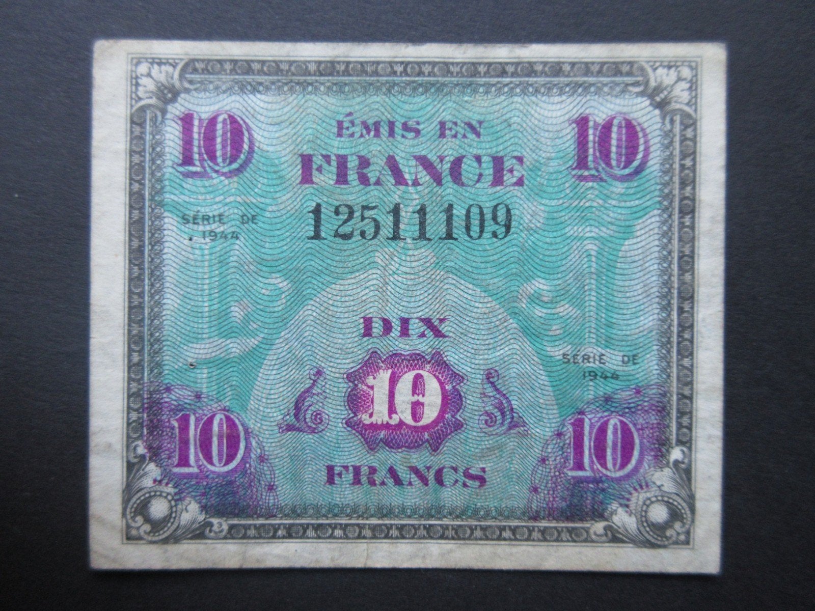 10 Francs 1944 Frankrijk AMC p116 (02) WW2, Ophalen of Verzenden, Overige soorten, Overige gebieden, Overige typen
