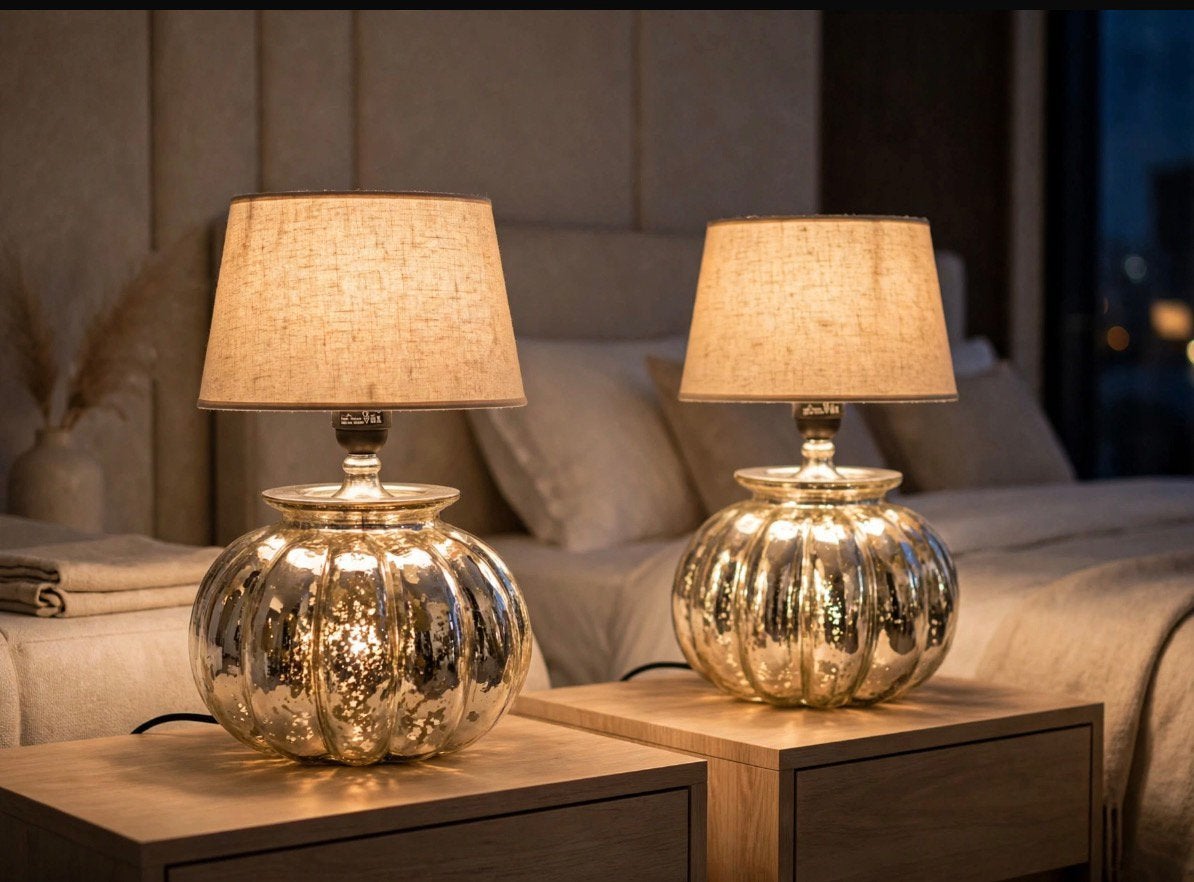 Riviera maison tafellampen set mercury glass pumkin zilver, Huis en Inrichting, Ophalen, Zo goed als nieuw