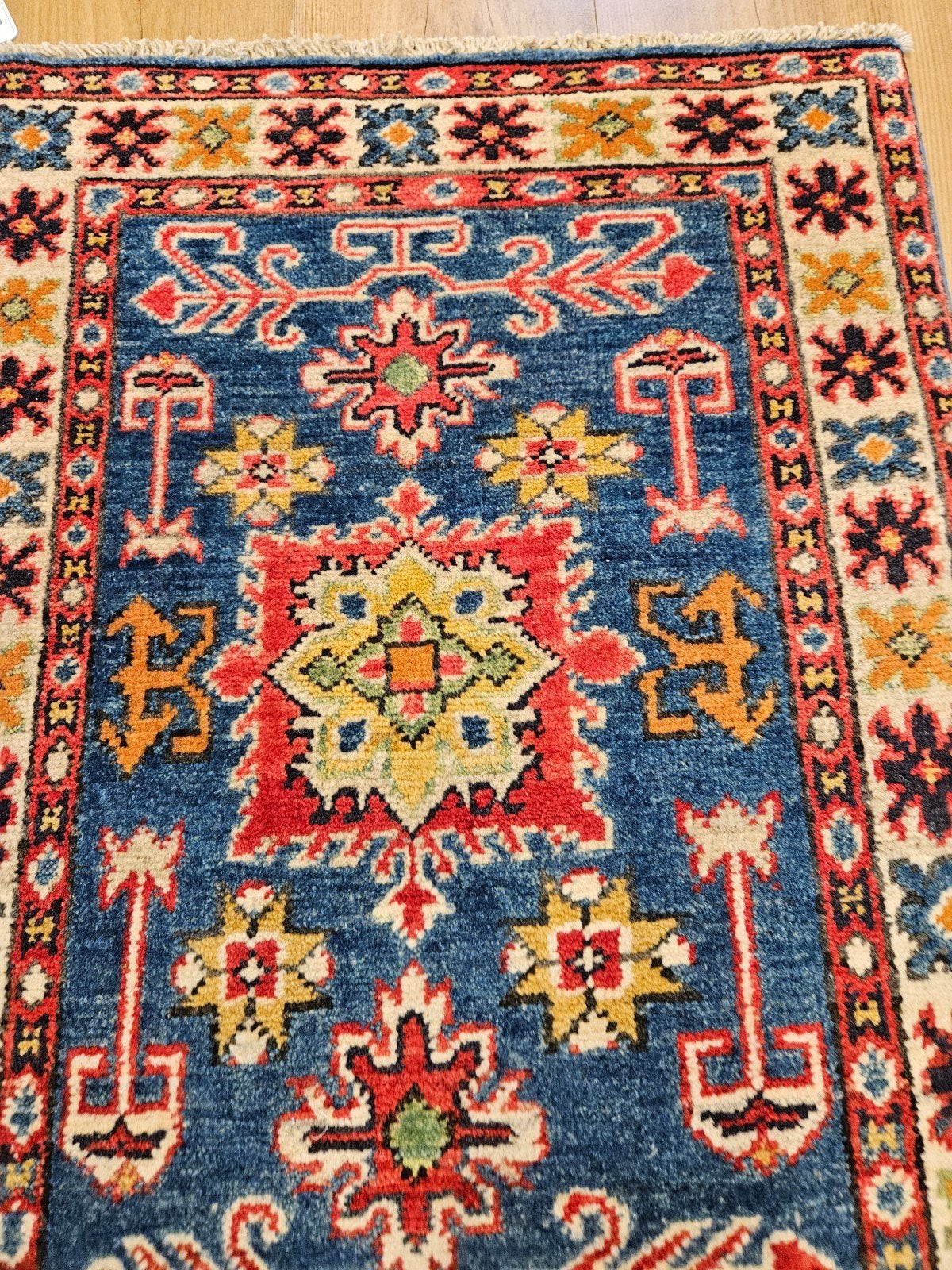 Handgeknoopt oosters tapijt kazak 86x59, Info@SlatsAntiek.nl, Crème, 50 tot 100 cm, Perzisch