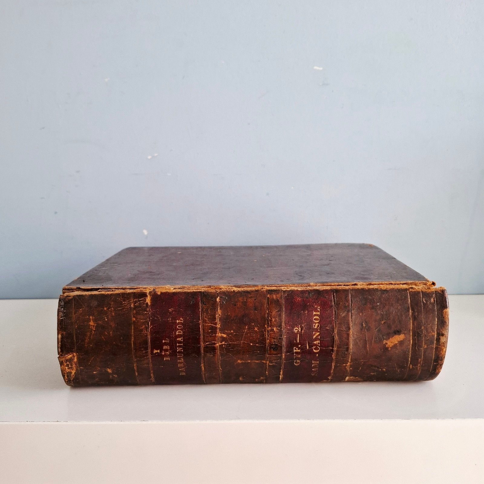 Antieke Welshe bijbel "Y Bibl Darlluniadol" - 1847, Antiek en Kunst, Ophalen of Verzenden, E. Evans