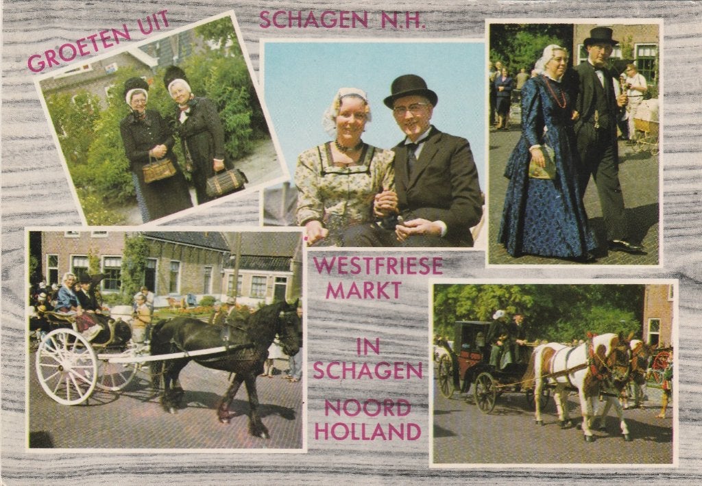 SCHAGEN Westfriese Markt Klederdracht Groeten, Verzenden, 1960 tot 1980, Gelopen, Noord-Holland