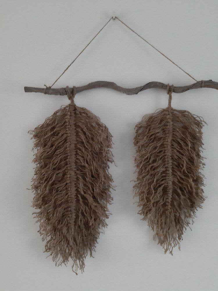wandhanger met jute veren INCL.VERZENDEN, Nieuw, Ophalen of Verzenden, Handgemaakt, Boho