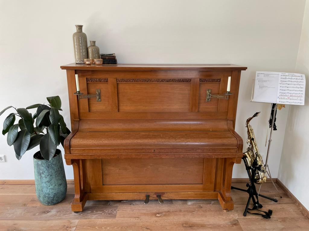 Antieke stijlvolle Zimermann piano, Ophalen, Gebruikt, Bruin, Piano
