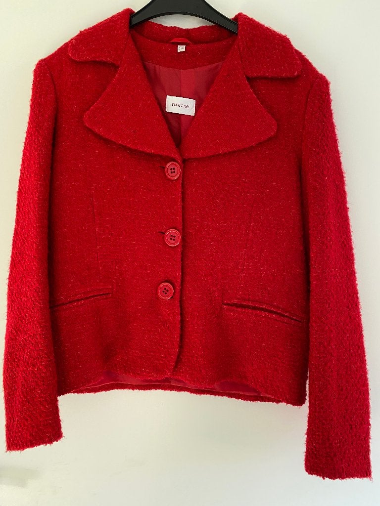 Nieuw rood bouclé colbert jasje - Maat 38, Kleding | Dames, Maat 38/40 (M), Nieuw, BIAGGINI, Ophalen of Verzenden