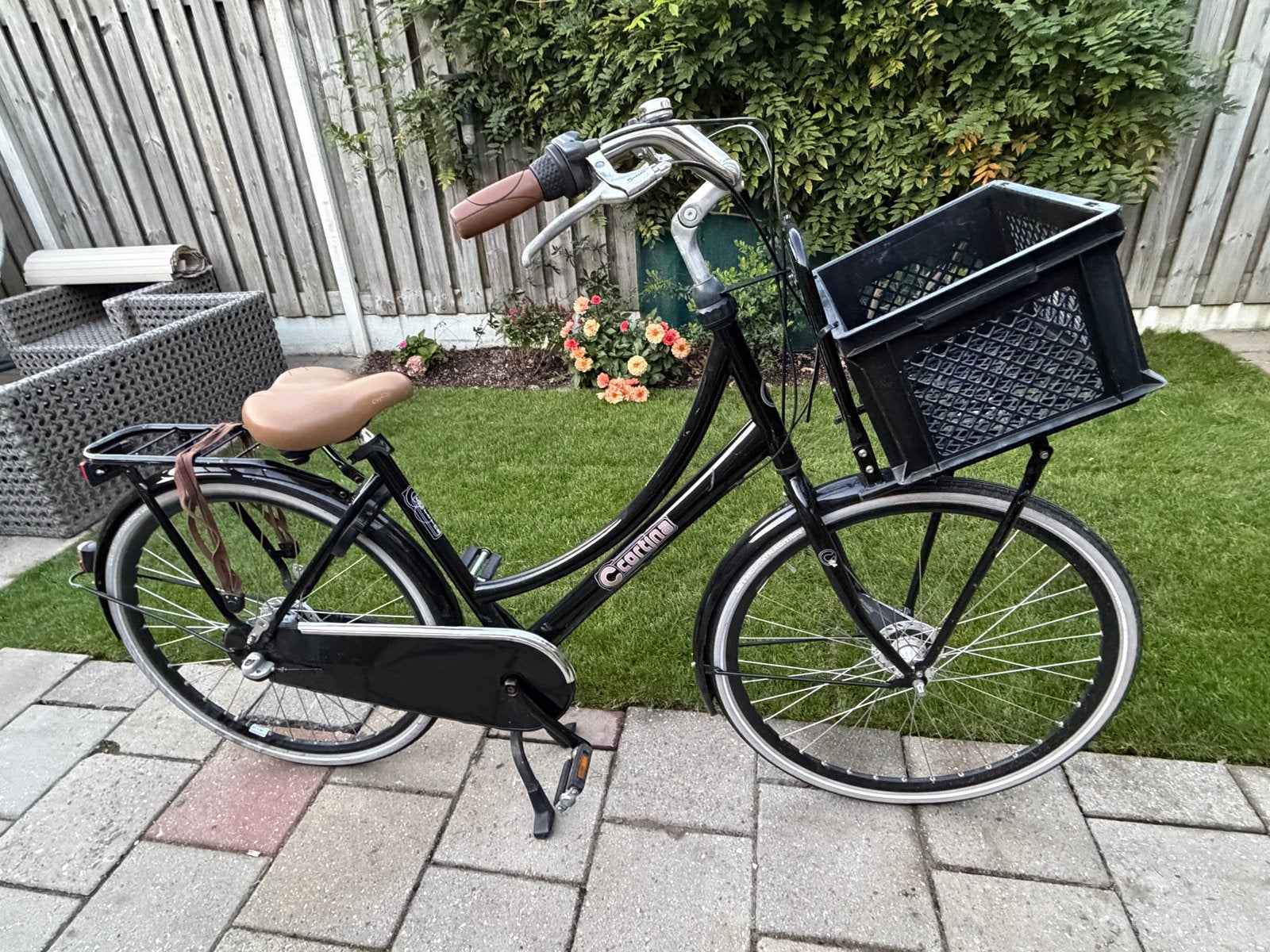 Cortina fiets met mand, Gebruikt, Velgrem, Versnellingen, 50 tot 53 cm