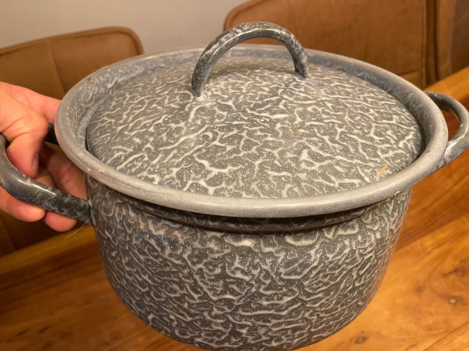 Antieke emaille pan, Ophalen of Verzenden