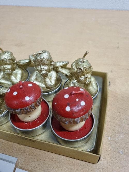 B212 kaarsen engeltjes en paddenstoelen, Ophalen of Verzenden, 'T Olde Gre-j, Info@toldegrej.nl, Endepoelstraat 20f Didam