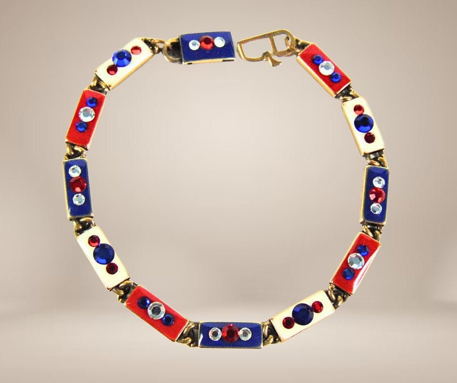 Mooie ANNE KOPLIK DESIGNS vintage email & kristal armband!, Sieraden, Tassen en Uiterlijk, Overige materialen, Overige kleuren