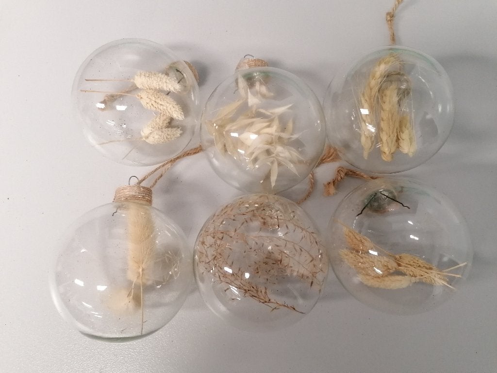 Doorzichtige kerstballen (6 glas / 1 plastic), Diversen, Ophalen of Verzenden, Zo goed als nieuw