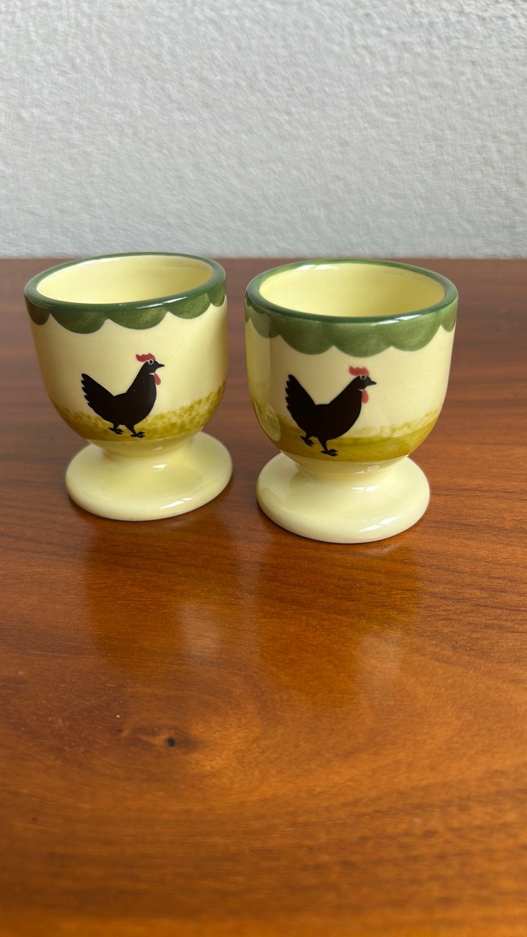 Set van 2 Vintage Zeller Keramik Eierdopjes – Hahn & Henne, Verzenden, Gebruikt, Overige stijlen, Overige typen