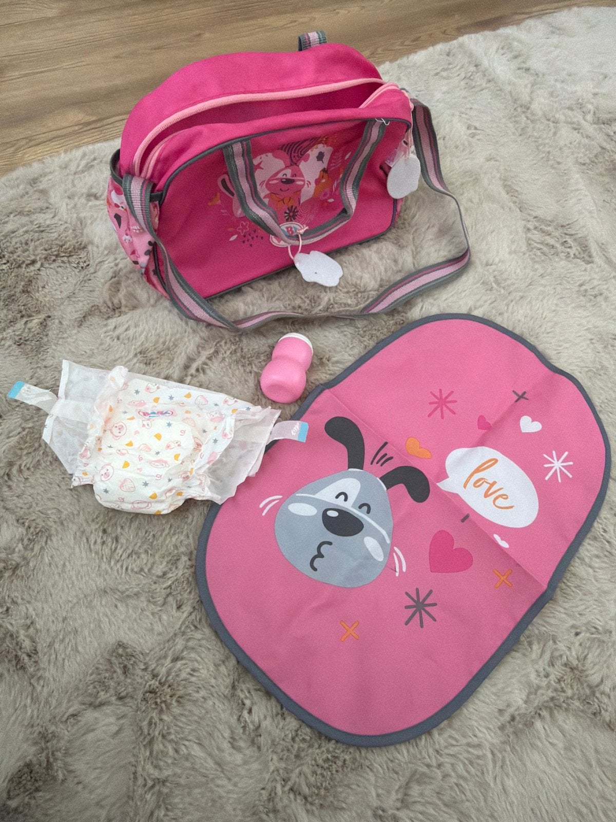 BABY born luiertas met verschoningsmatje en accessoires, Extra vakken, Roze, Ophalen, Verzorgingstas