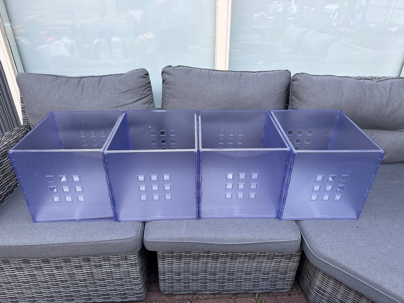 4 Lekman bakken transparant grijs voor Expedit/Kallax, Huis en Inrichting, Ophalen, Gebruikt, Kunststof, Minder dan 50 cm