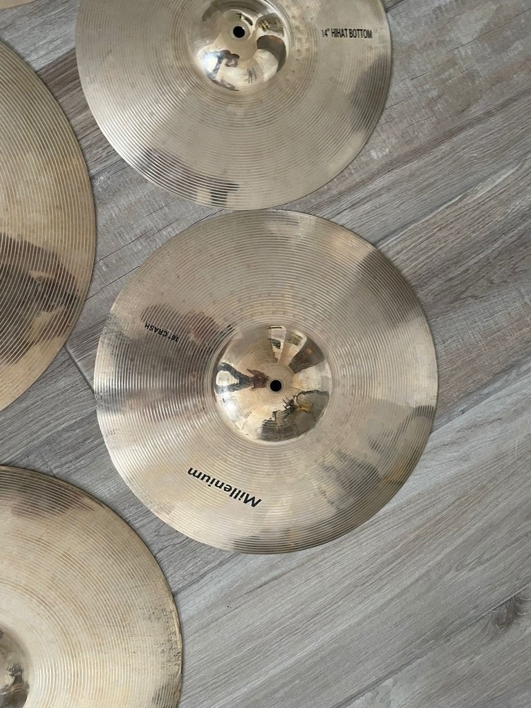 Millenium B20 Cymbals: Complete set. Ride, 2x Crash en HH, Ophalen of Verzenden, Gebruikt, Overige merken