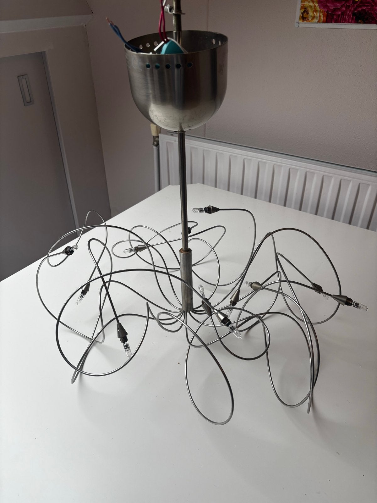 Moderne sputnik hanglamp met 12 lichtpunten, Ophalen of Verzenden, Gebruikt, Metaal, Overige fittingen