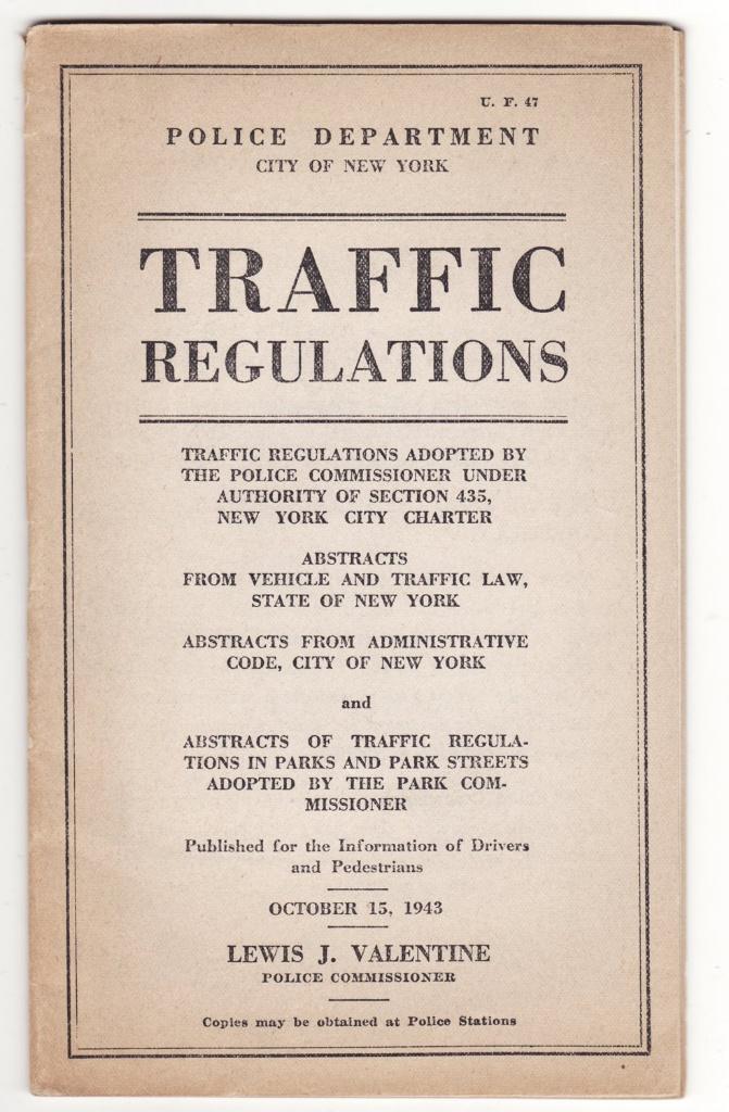 New York Police Department 1943 Traffic Regulations, Verzenden, Gelezen, Overige vervoermiddelen