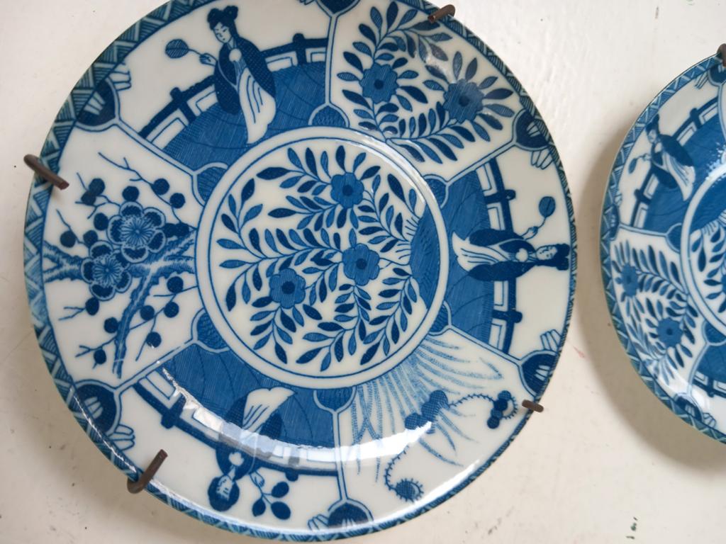 Set van 2 antieke Chinese bordjes, blauw-wit porselein, Ophalen of Verzenden