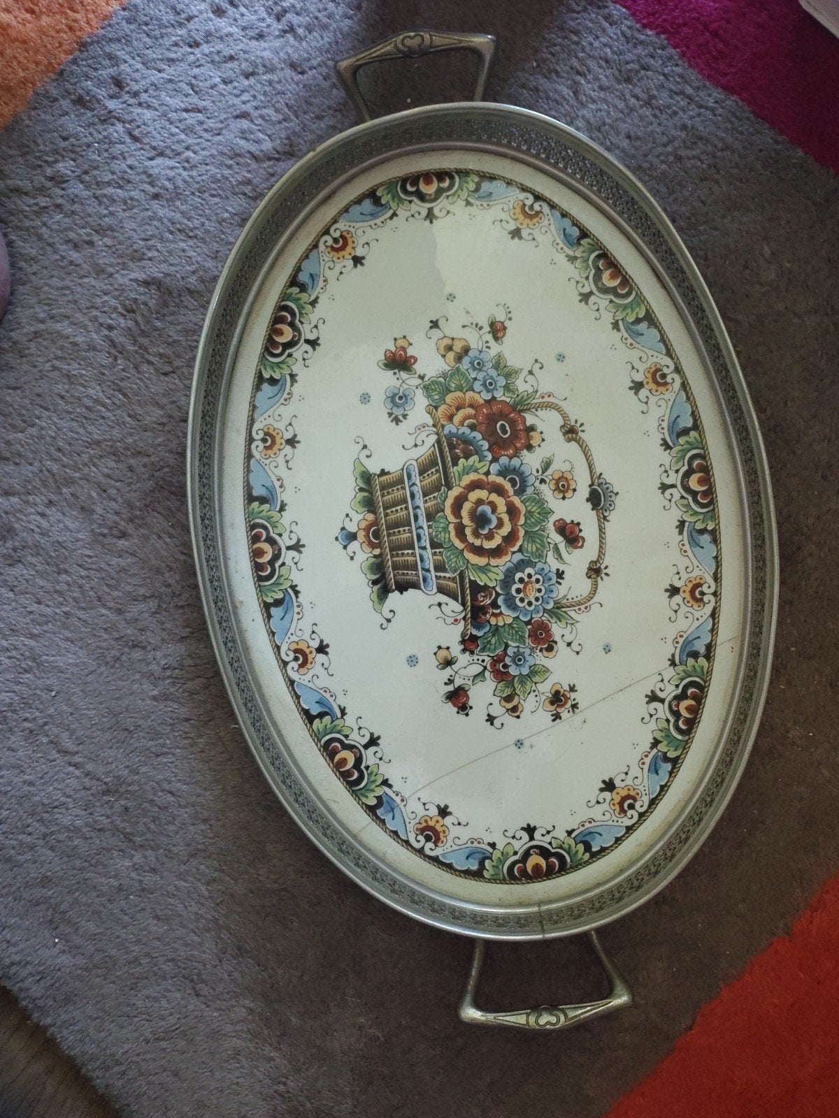 Delfts Handwerk dienblad met bloemmotief, Ophalen of Verzenden