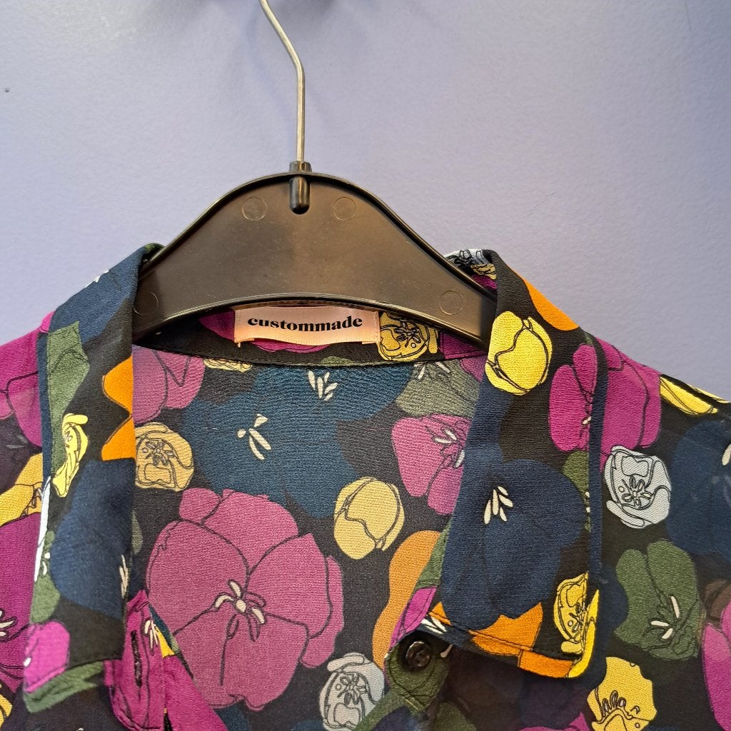 Custommade model Athalie blouse blauw/oranje/fuchsia S 42595, Kleding | Dames, Blouses en Tunieken, Blauw, ., Nieuw, Custommade