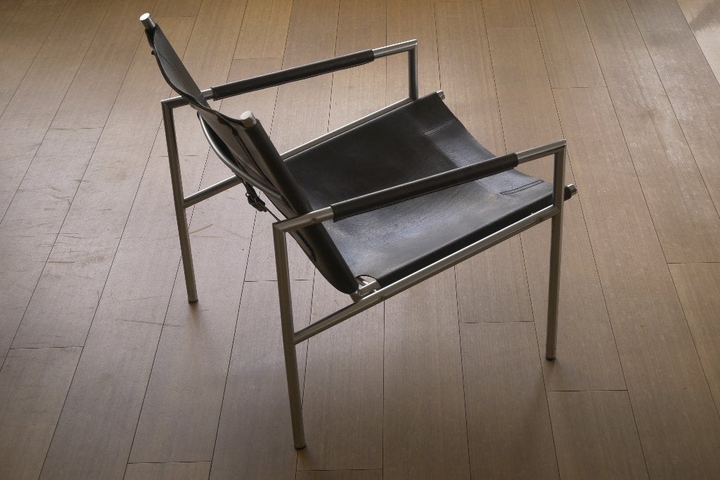 Martin Visser SZ02 fauteuil in zwart leer en metaal, Gebruikt, Modern Design, 75 tot 100 cm, Ophalen of Verzenden