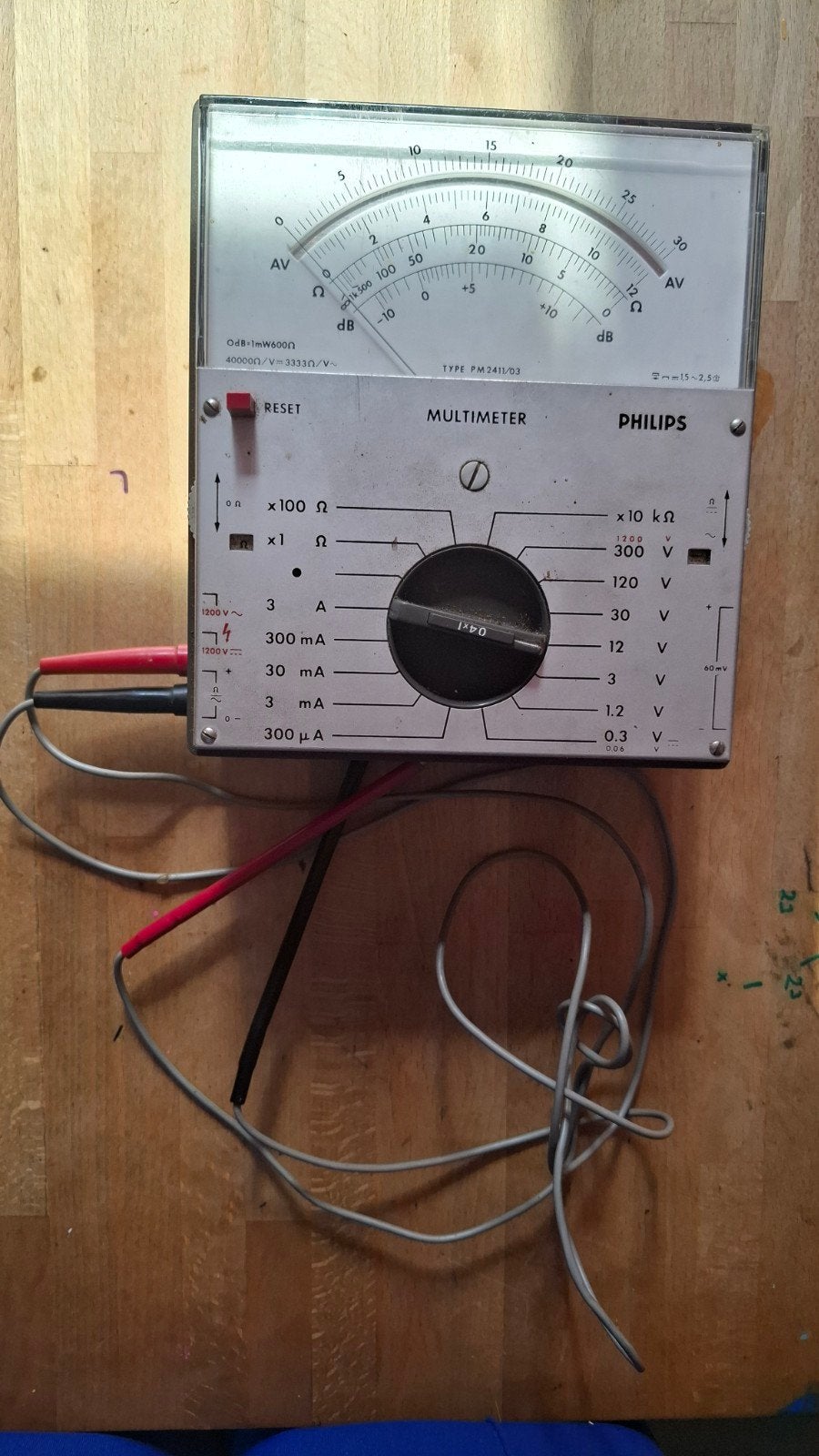Philips Multimeter Type PM 2411/03 - Vintage Analoog, Ophalen of Verzenden, Gebruikt