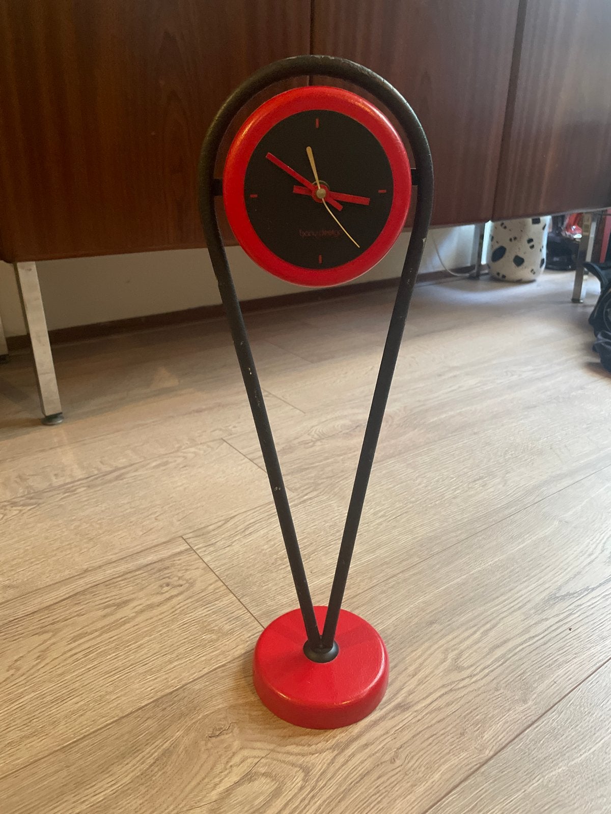 Vintage Bony Design Tafelklok - Rood & Zwart, Ophalen