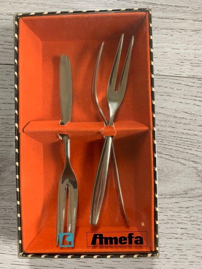 Amefa vleesvorken bestek, Ophalen of Verzenden, Zo goed als nieuw, Rvs of Chroom