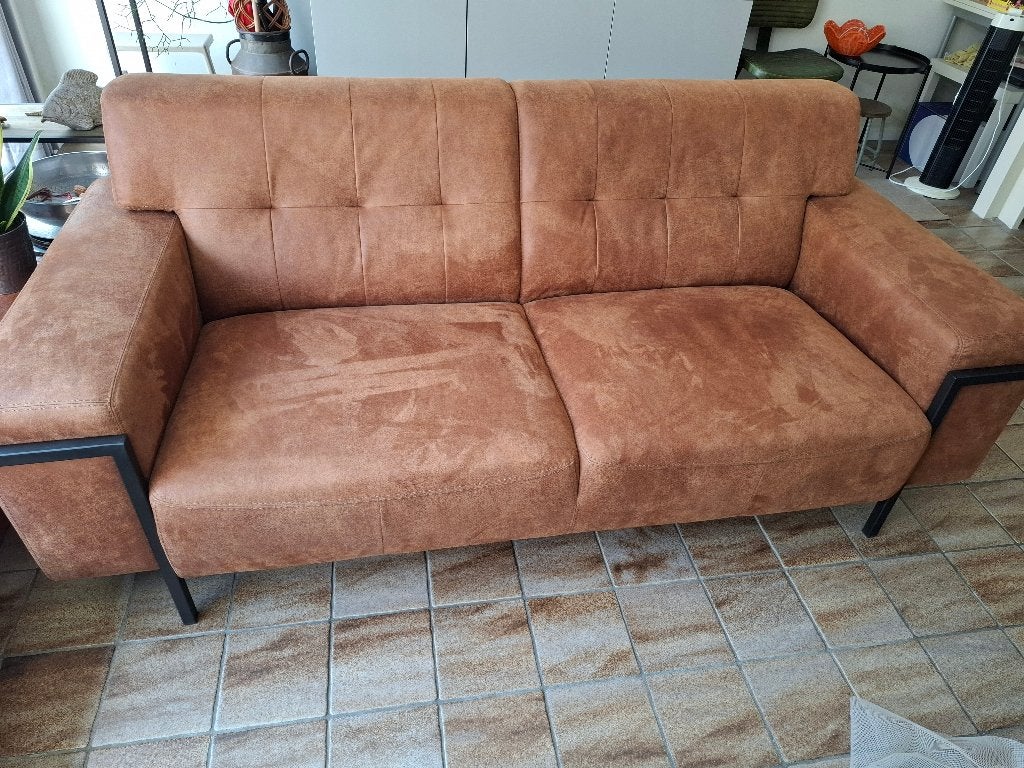 2.5 zits bank, microleder, kleur camel 09, Huis en Inrichting, Ophalen, Minder dan 75 cm, Overige materialen, Driepersoons