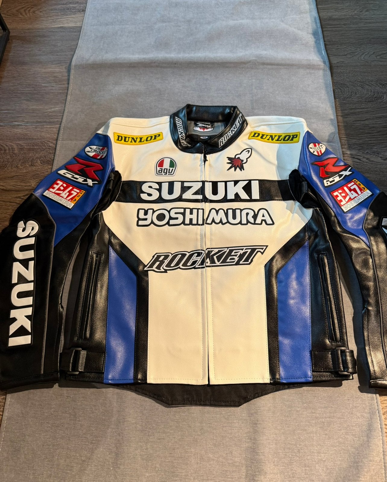 Suzuki Yoshimura Motorjas (Maat M) Vintage blauw, Ophalen of Verzenden, Zo goed als nieuw, Maat 48/50 (M), Blauw