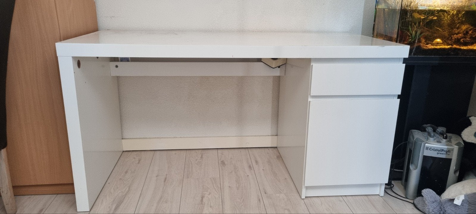 IKEA MALM Bureau met lade en kast - Wit, Ophalen, Gebruikt, Spaanplaat of MDF, IKEA