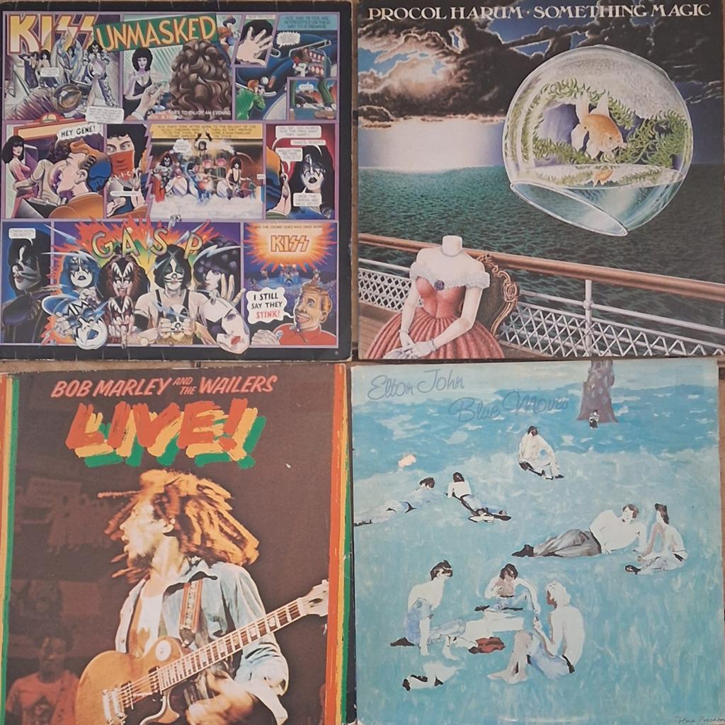 KISS, PROCOL HARUM,  BOB MARLEY, ELTON JOHN.  4 vinyl lp's., Originele persing, Ophalen, Zo goed als nieuw, 12 inch