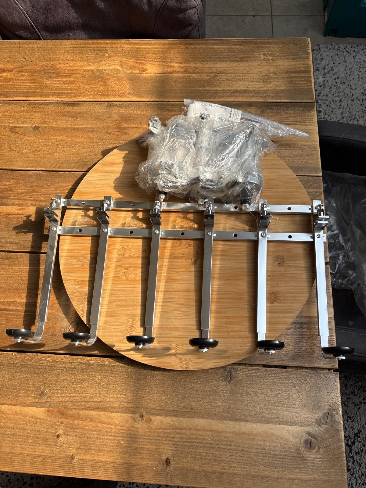 Drankdispenser met 6 flessenhouders en schenkers, Ophalen of Verzenden, Gebruikt, Zilver, Metaal