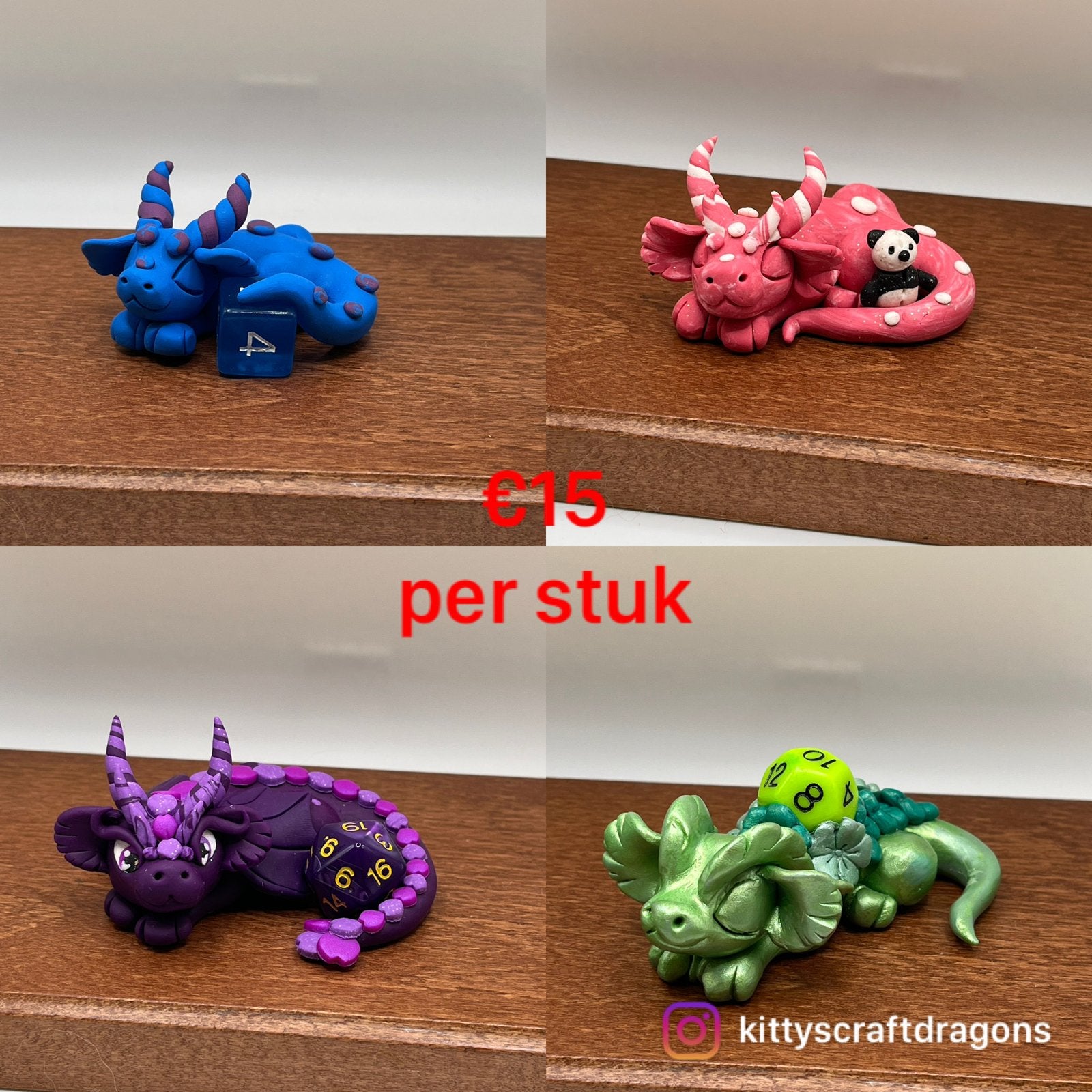 Handgemaakte klei draakjes - Diverse kleuren en stijlen, Ophalen of Verzenden, Nieuw